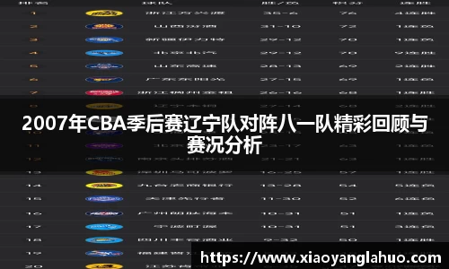 2007年CBA季后赛辽宁队对阵八一队精彩回顾与赛况分析